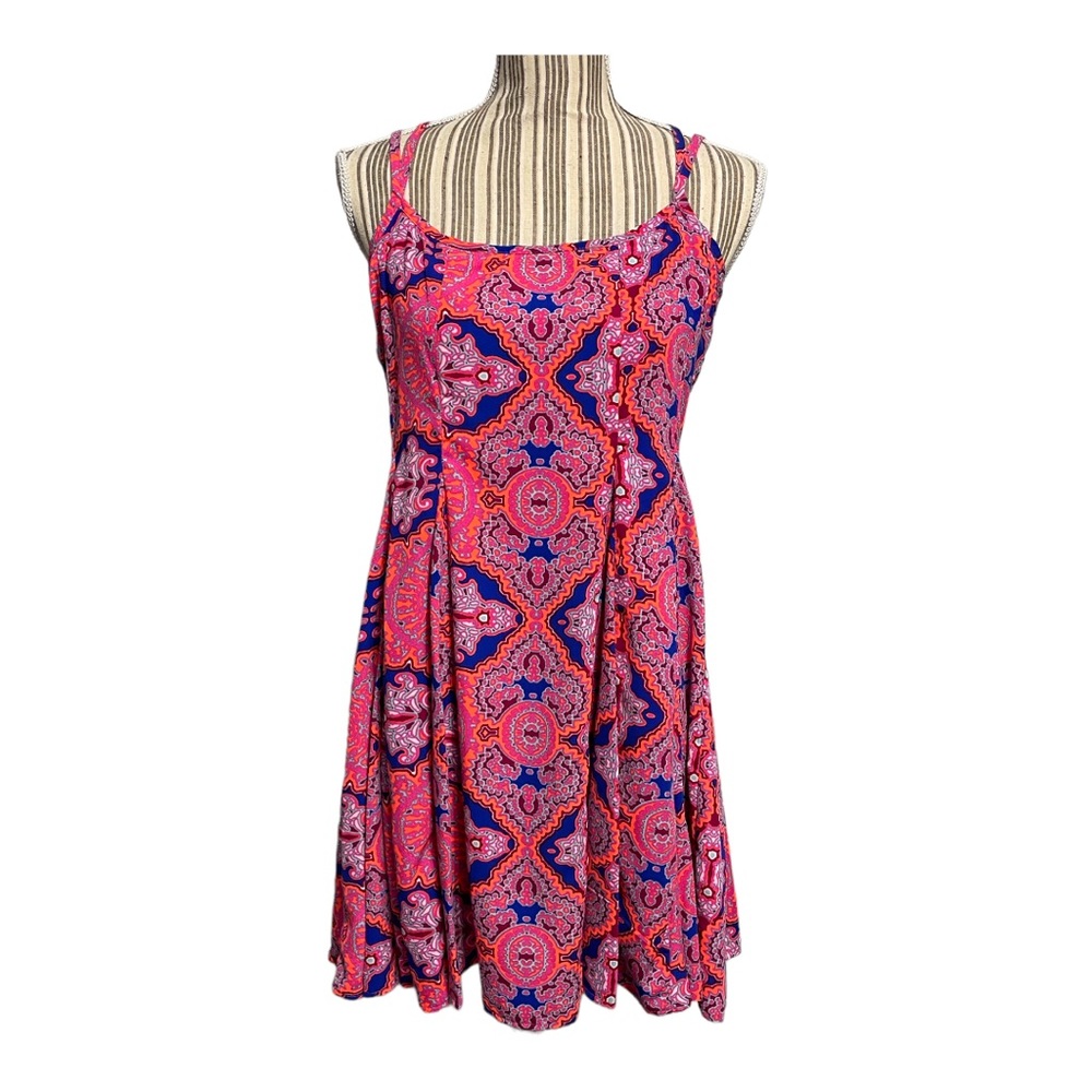 GB dress colorful sleeveless pink & royal blue medium